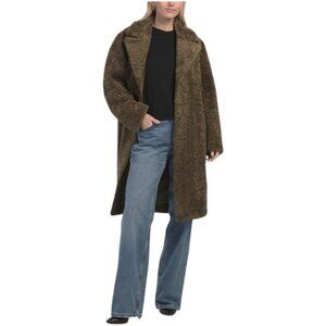 ELIE TAHARI Long Sleeve Notch Collar Button Down Long Jacket